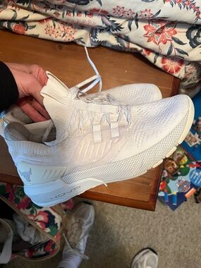 Under Armour White Knit HOVR Running Shoes